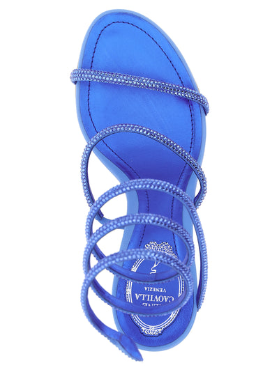RENE CAOVILLA Blue Viscose Stiletto Heel Sandals