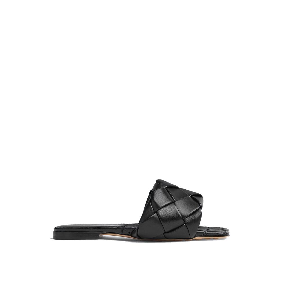 Bottega Veneta Black Lamb Leather Flat Sandals
