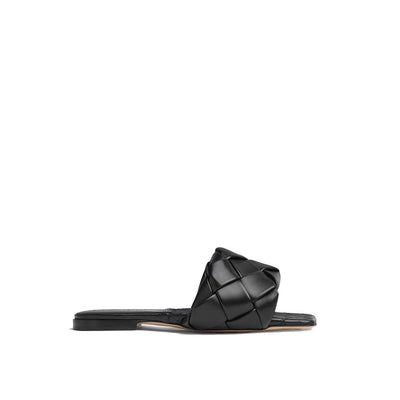 Bottega Veneta Black Lamb Leather Flat Sandals
