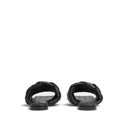 Bottega Veneta Black Lamb Leather Flat Sandals