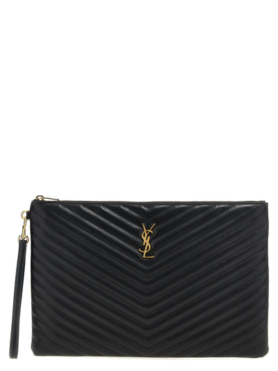 Saint Laurent Black Calfskin Clutch Bag