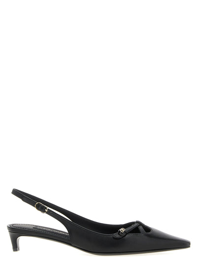 Dolce & Gabbana Black Lamb Leather Mid Heel Pumps