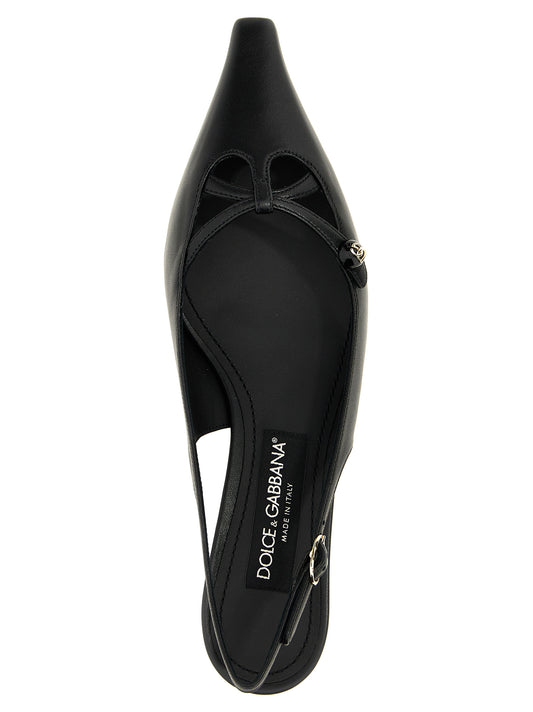 Dolce & Gabbana Black Lamb Leather Mid Heel Pumps
