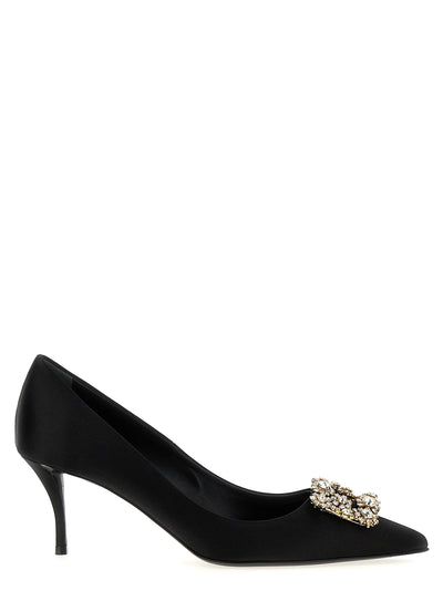 Roger Vivier Black Viscose Mid Heel Pumps