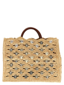 Paco Rabanne Beige Raffia Handbag