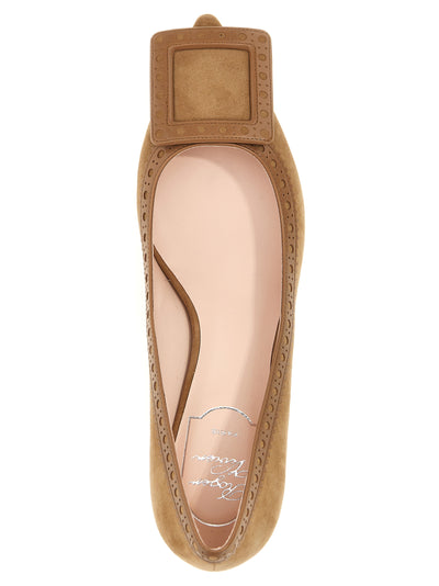 Roger Vivier Beige Goatskin Mid Heel Pumps