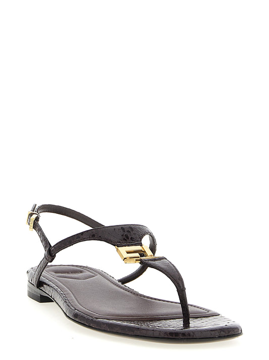 Fendi Purple Elastane Flat Sandals