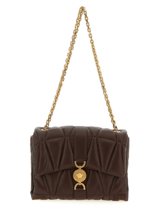 Versace Brown Lamb Leather Shoulder Bag