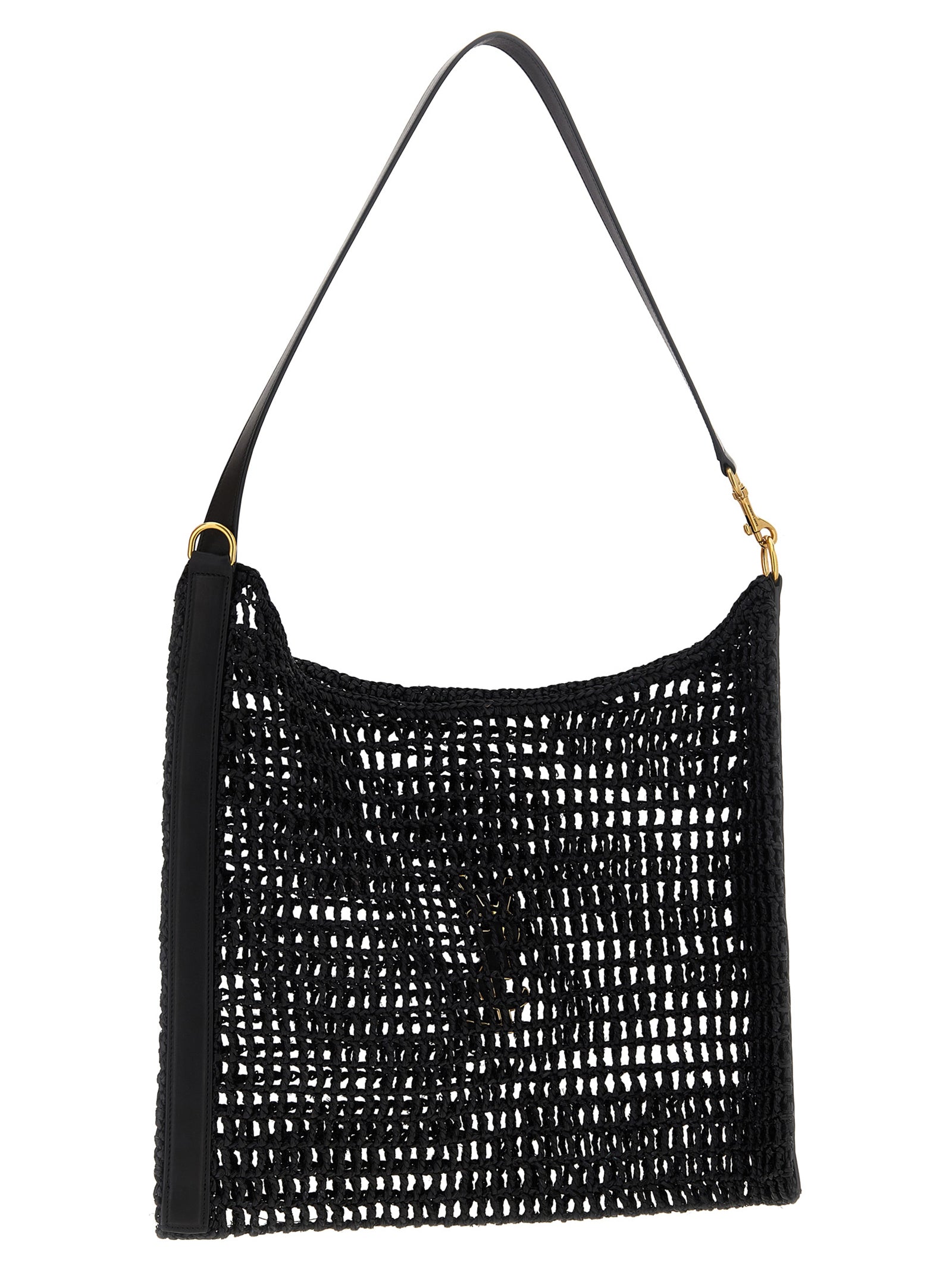 Saint Laurent Black Raffia Shoulder Bag