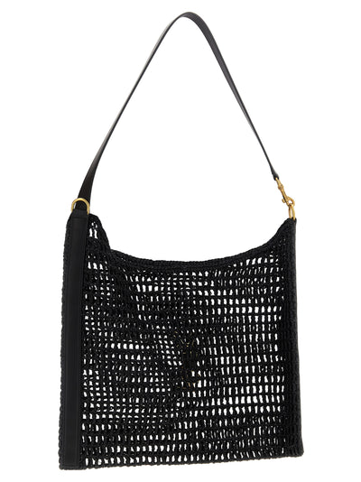 Saint Laurent Black Raffia Shoulder Bag