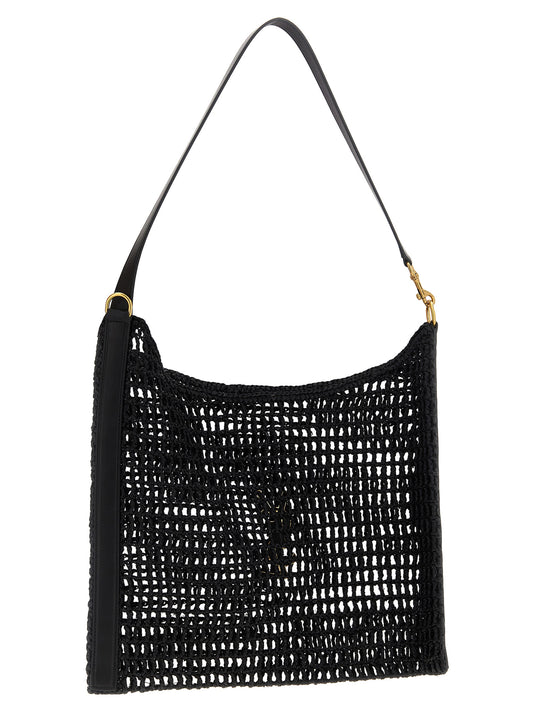Saint Laurent Black Raffia Shoulder Bag