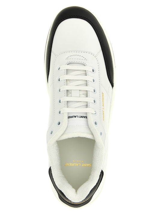 Saint Laurent Bicolor Calfskin Low Top Sneakers