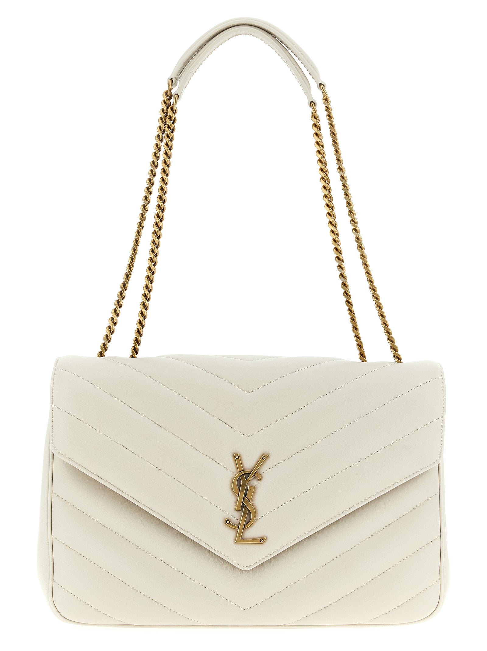 Saint Laurent Beige Lamb Leather Shoulder Bag