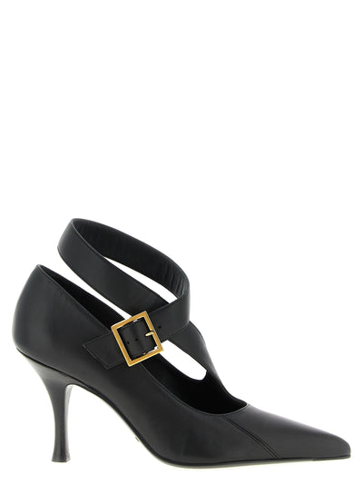 Khaite Black Lamb Leather High Heel Pumps