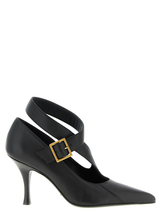 Khaite Black Lamb Leather High Heel Pumps