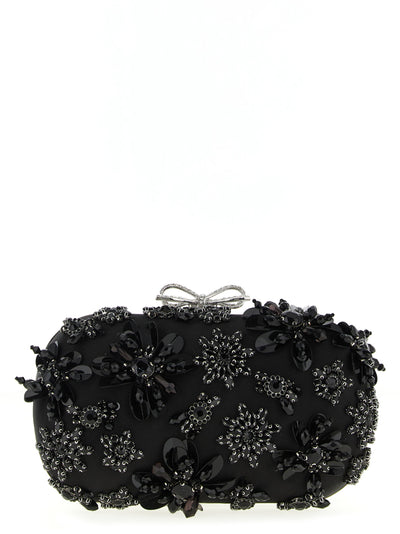 Self-Portrait Black Polyester Clutch Bag
