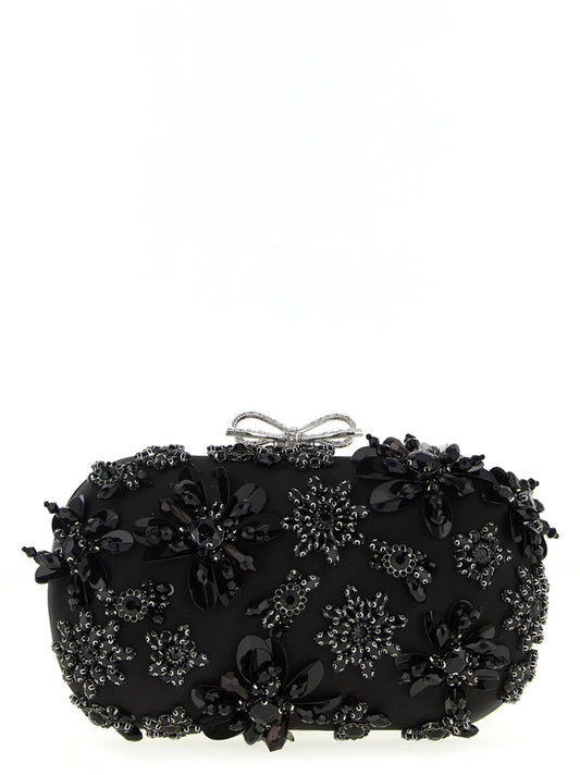 Self-Portrait Black Polyester Clutch Bag