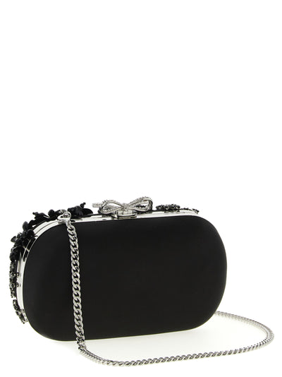 Self-Portrait Black Polyester Clutch Bag