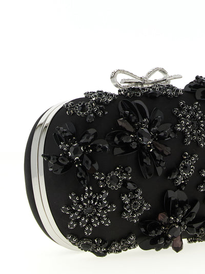 Self-Portrait Black Polyester Clutch Bag