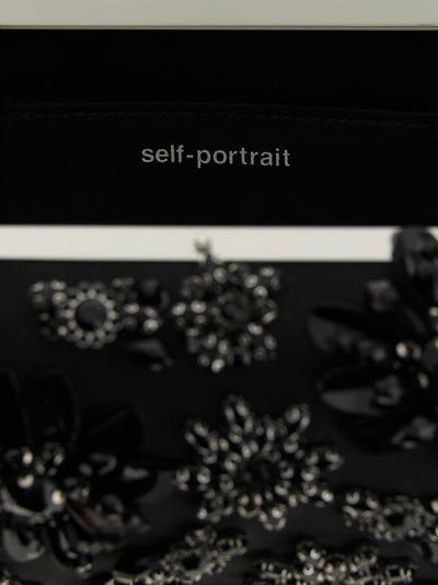 Self-Portrait Black Polyester Clutch Bag