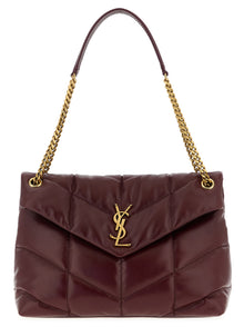 Saint Laurent Bordeaux Calfskin Shoulder Bag