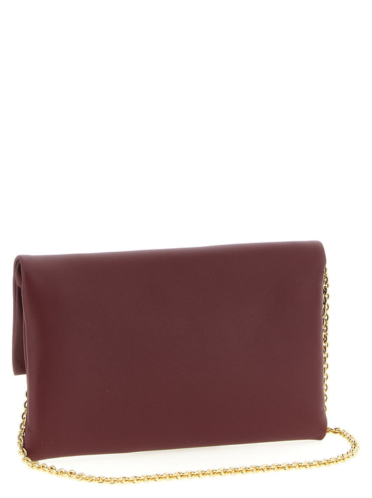 Fendi Bordeaux Lamb Leather Clutch Bag