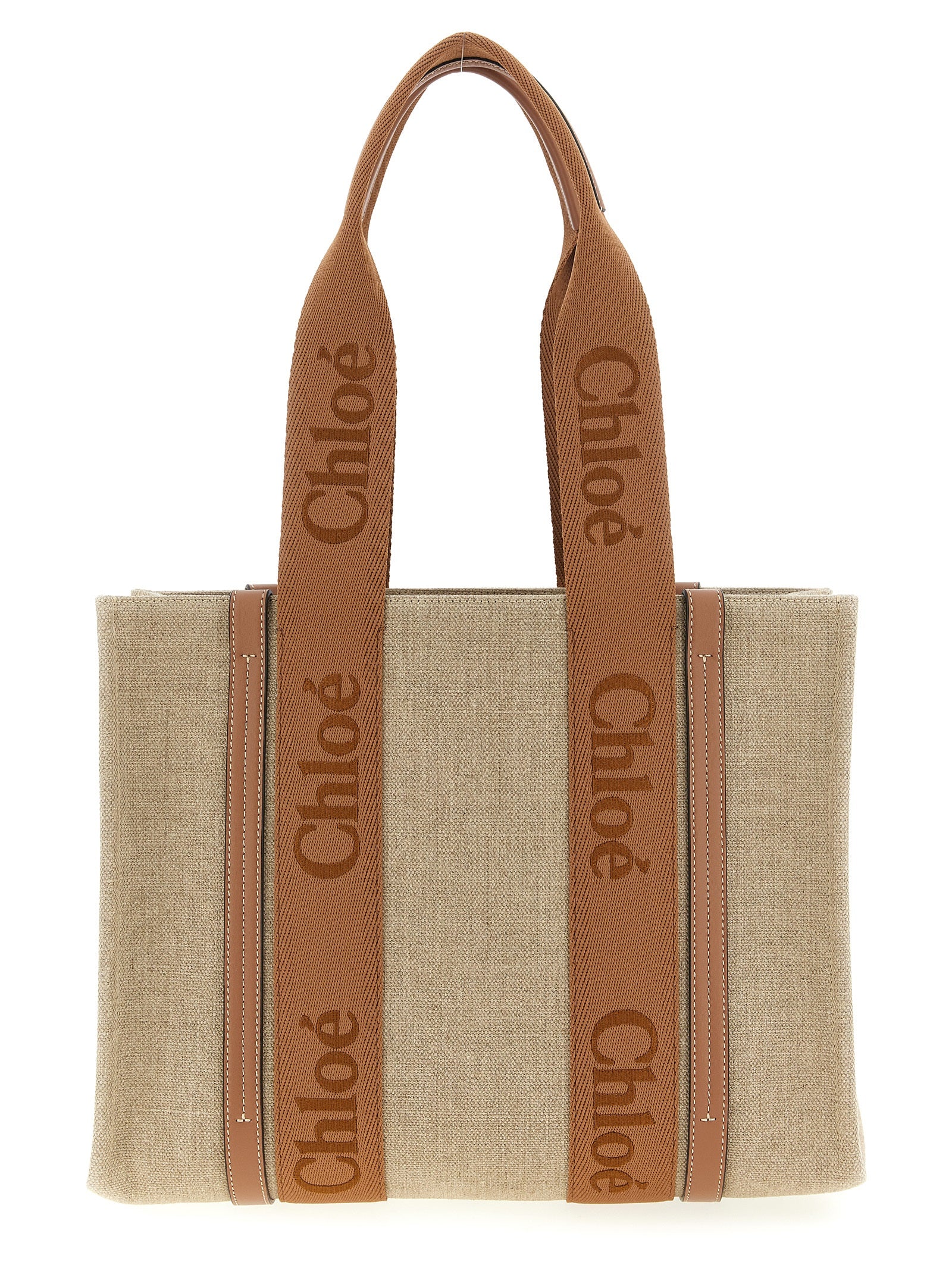 Chloé Brown Linen Tote Bag
