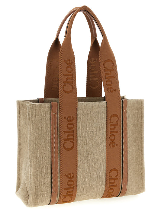 Chloé Brown Linen Tote Bag