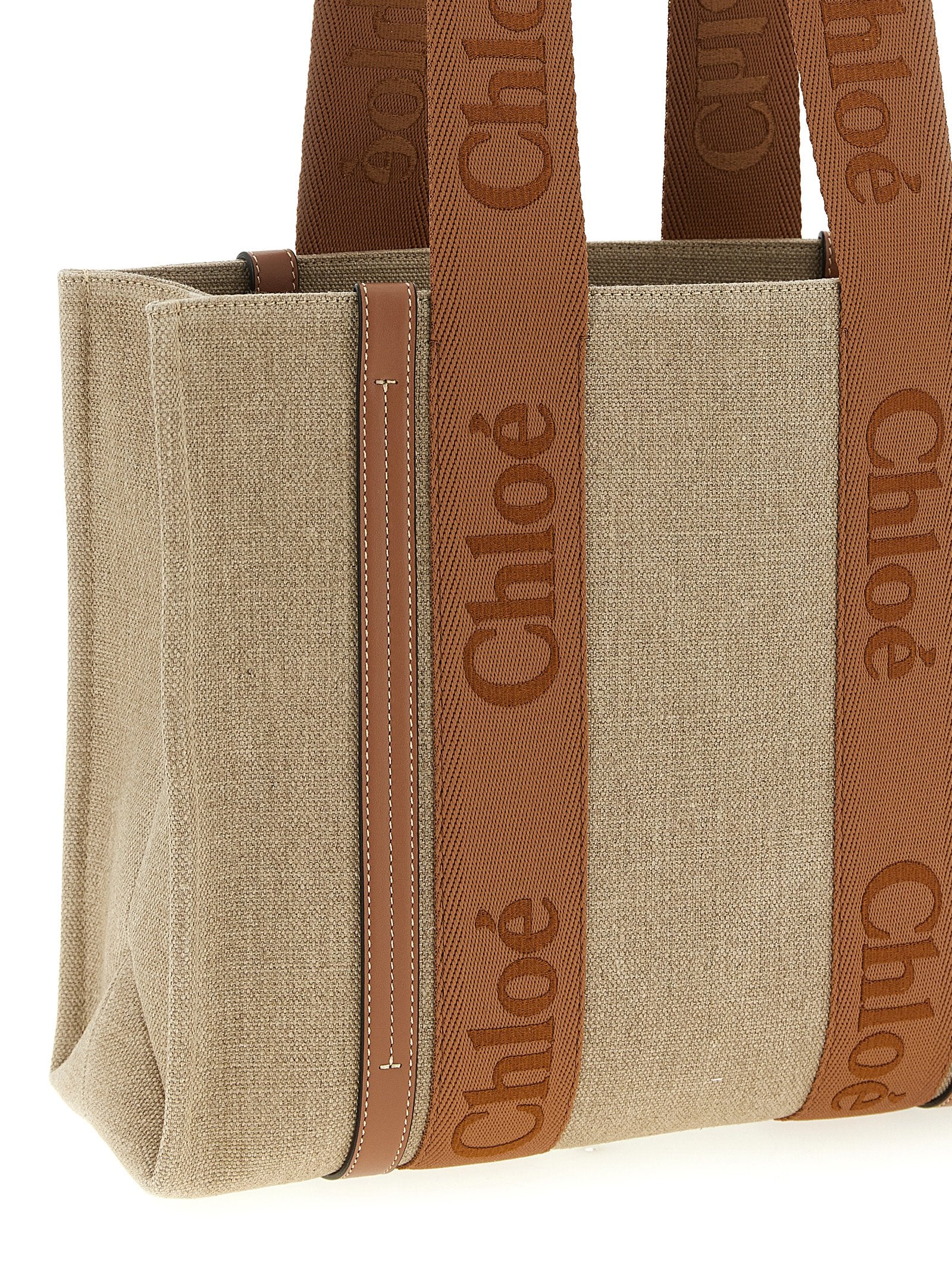 Chloé Brown Linen Tote Bag