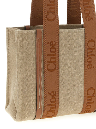 Chloé Brown Linen Tote Bag
