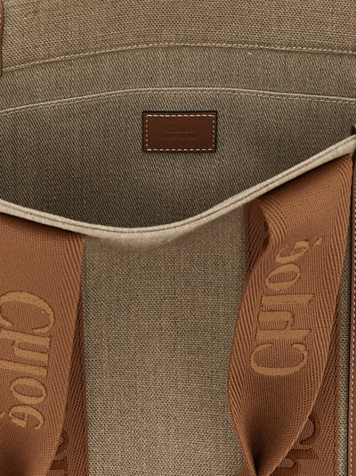 Chloé Brown Linen Tote Bag