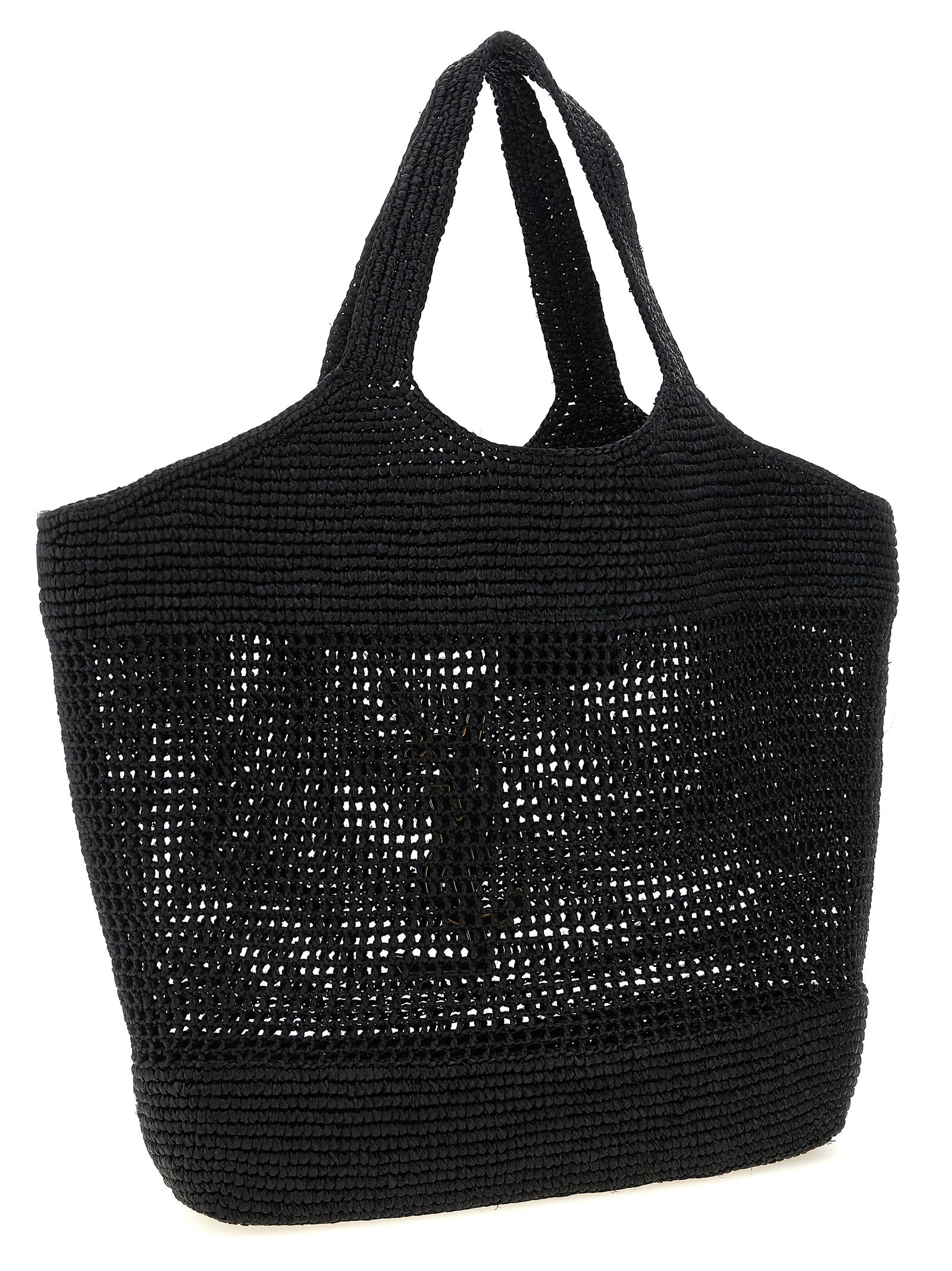 Saint Laurent Black Raffia Tote Bag