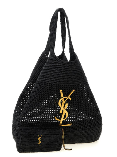 Saint Laurent Black Raffia Tote Bag