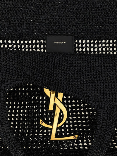 Saint Laurent Black Raffia Tote Bag