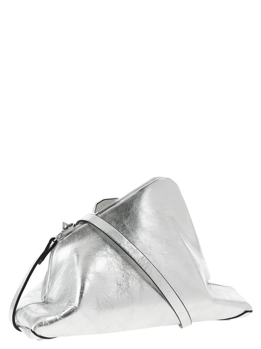 The Attico Silver Calfskin Clutch Bag
