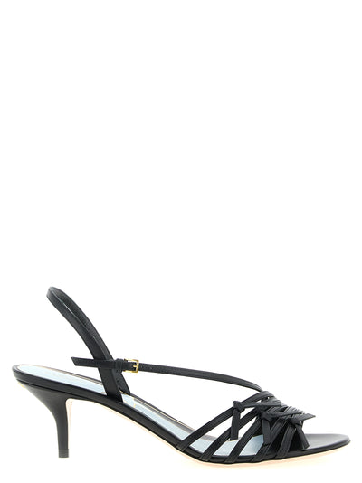 Valentino Garavani Black Calfskin Stiletto Heel Sandals