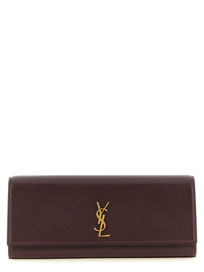 Saint Laurent Bordeaux Calfskin Clutch Bag
