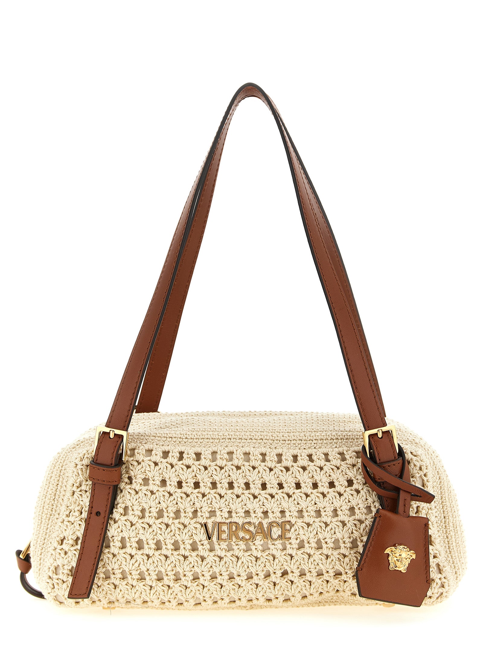 Versace Beige Cotton Shoulder Bag
