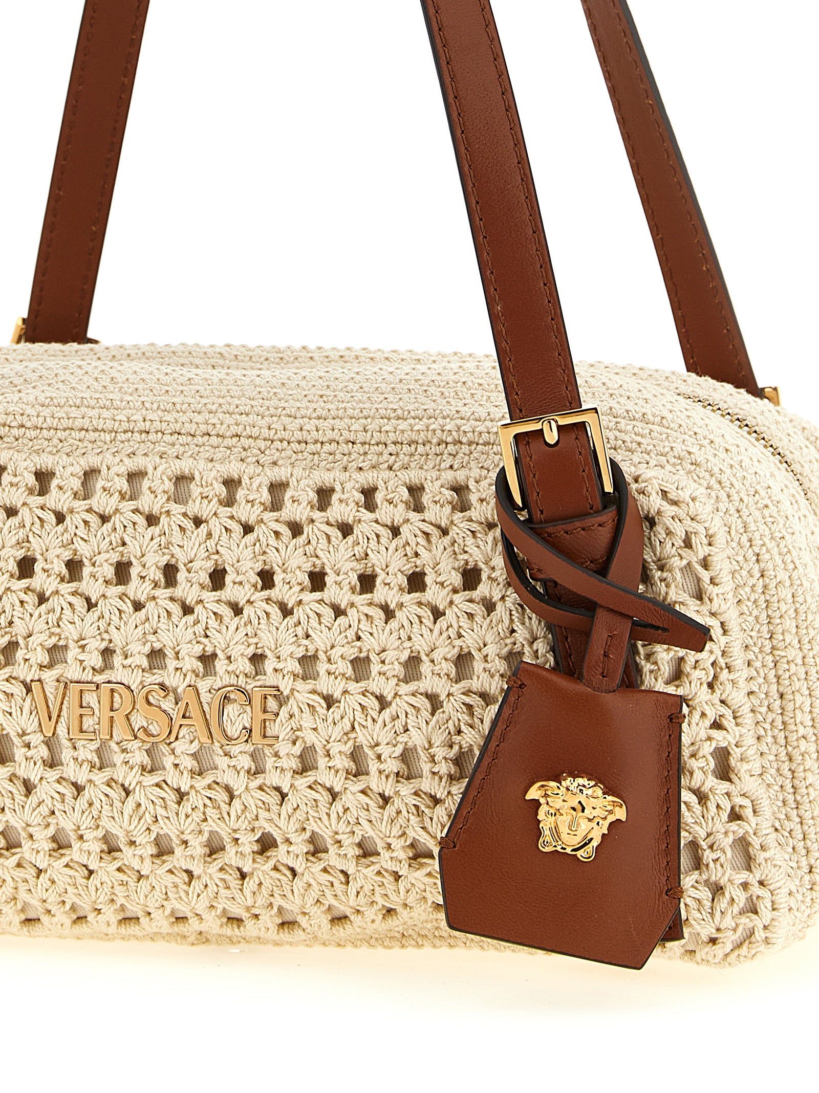 Versace Beige Cotton Shoulder Bag