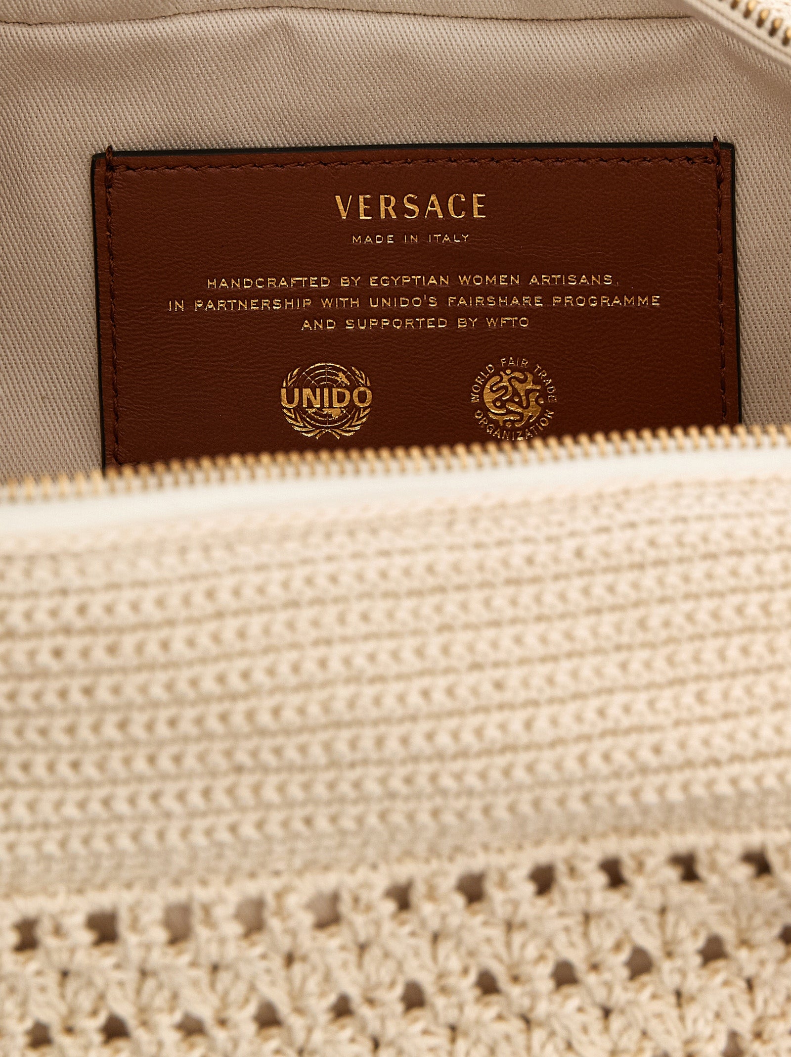 Versace Beige Cotton Shoulder Bag