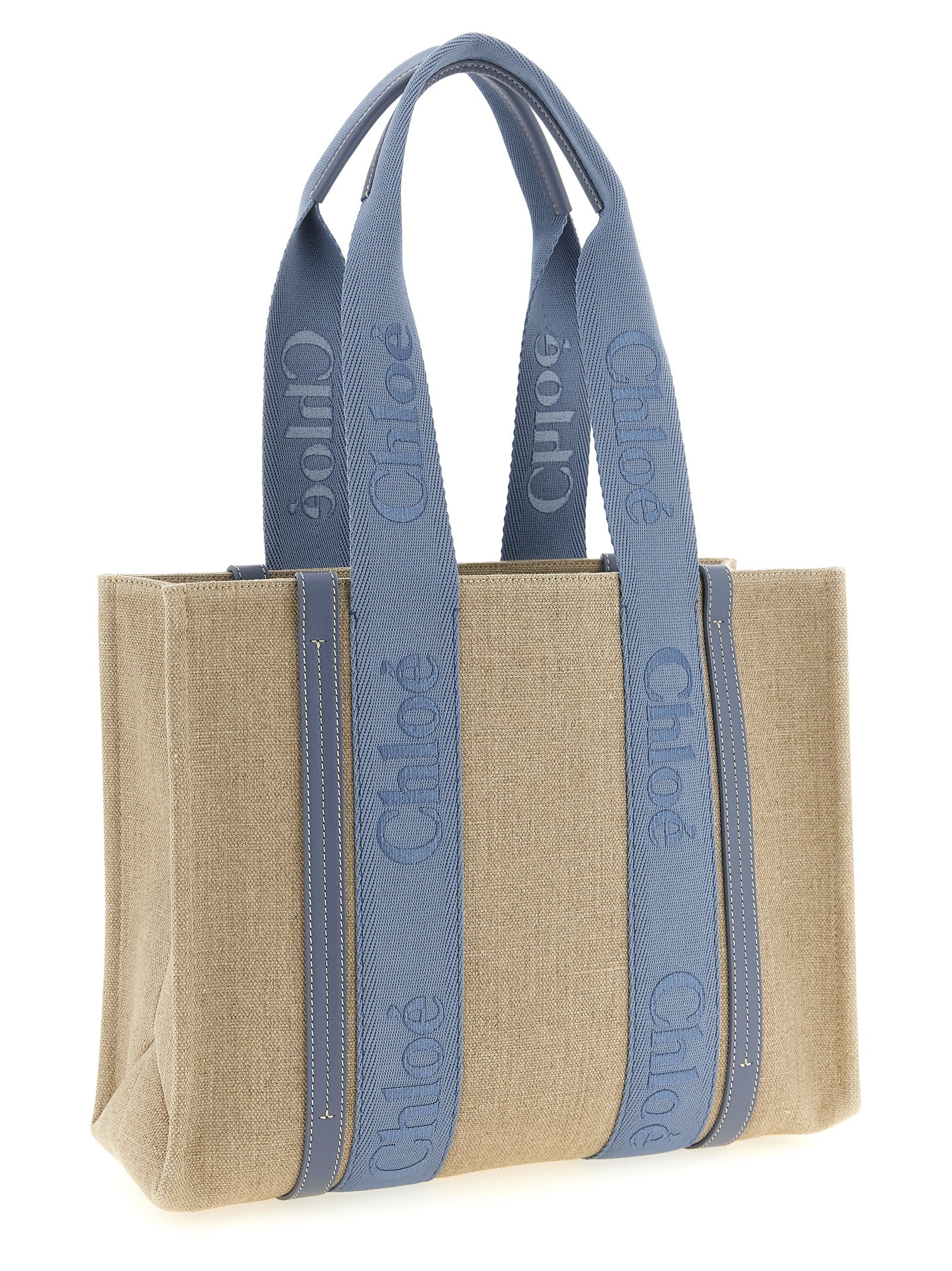 Chloé Blue Linen Tote Bag