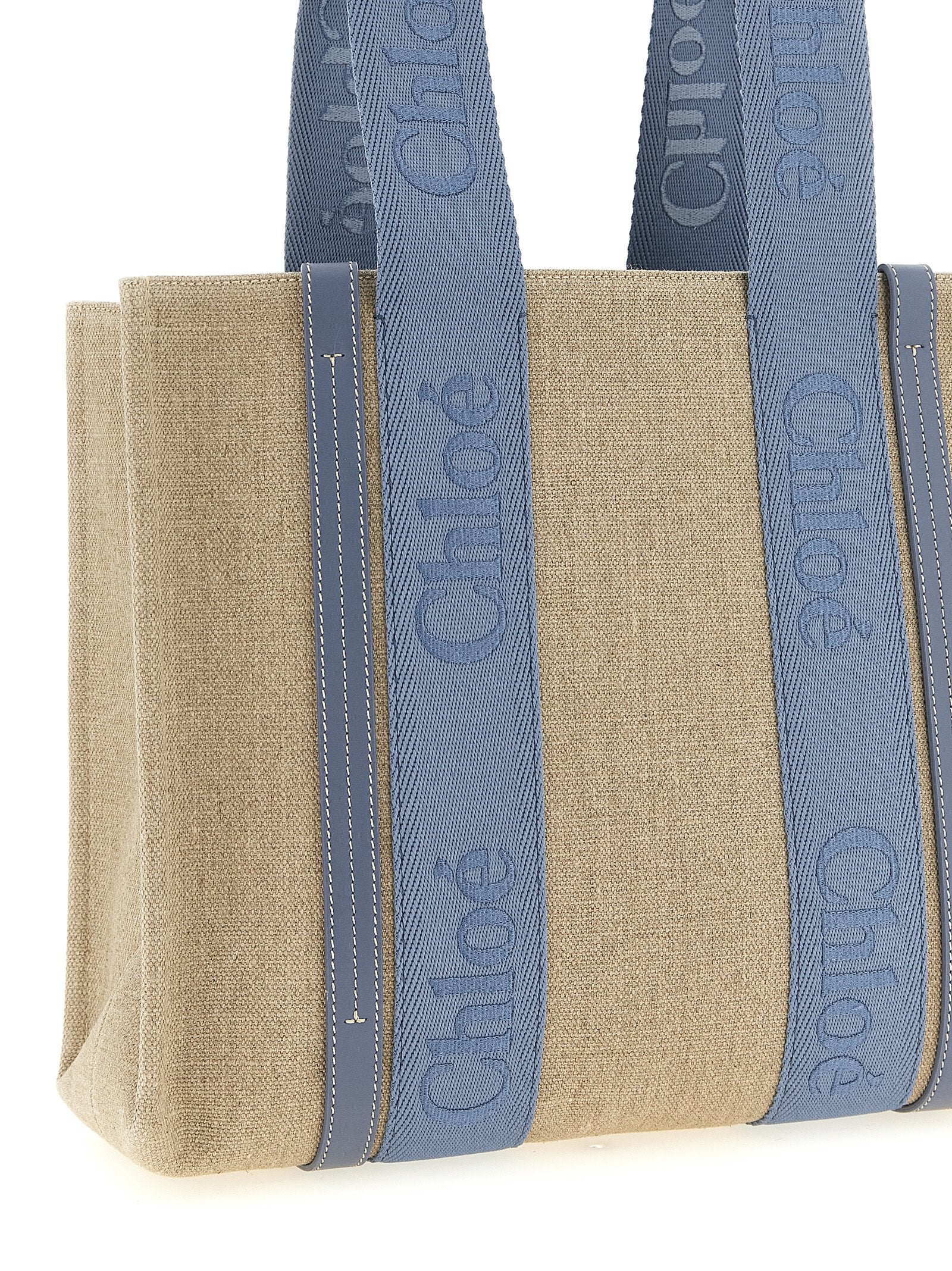 Chloé Blue Linen Tote Bag
