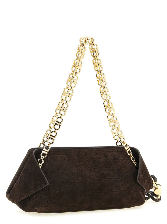Ferragamo Brown Goatskin Shoulder Bag