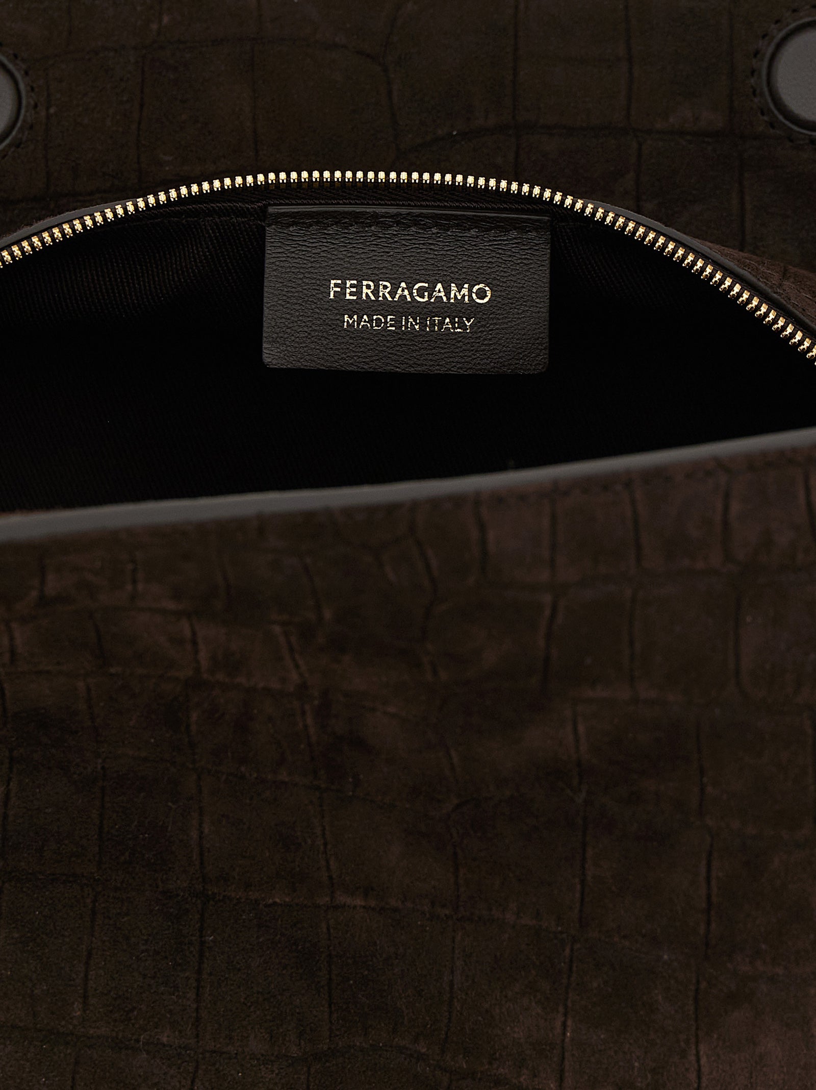 Ferragamo Brown Goatskin Shoulder Bag
