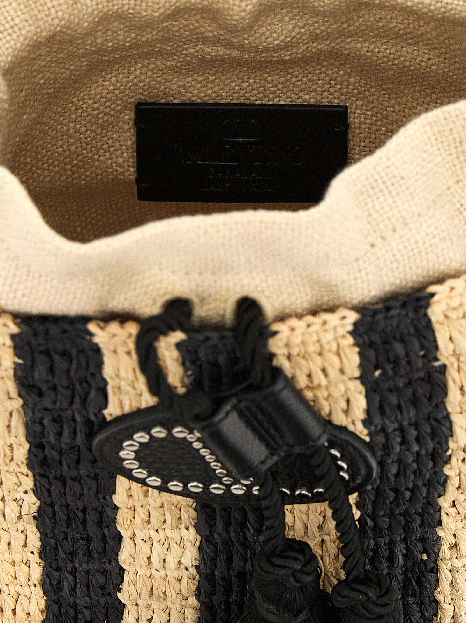 Valentino Garavani Black Straw Shoulder Bag