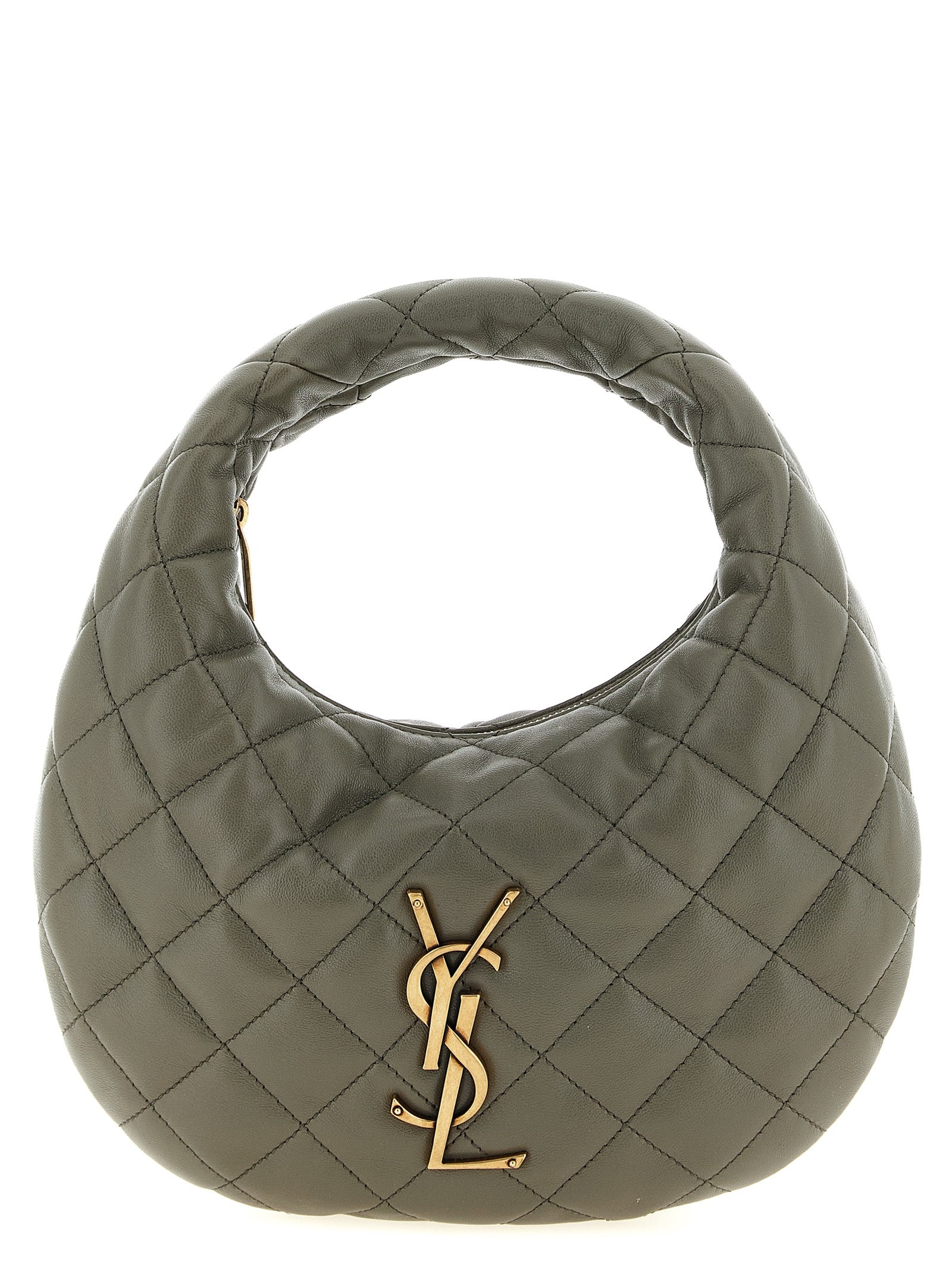 Saint Laurent Gray Lamb Leather Handbag