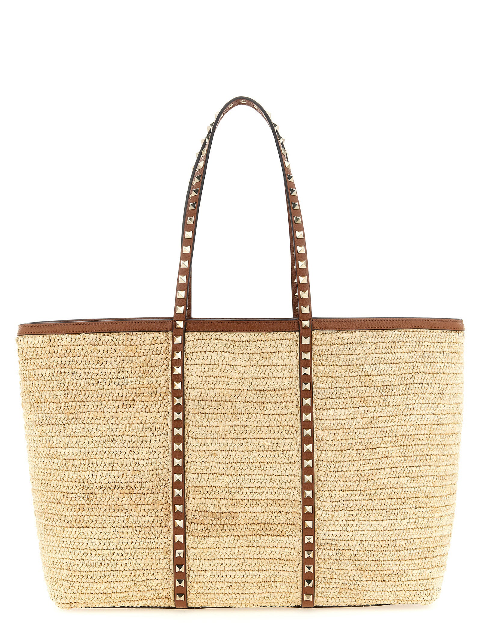 Valentino Garavani Beige Straw Tote Bag