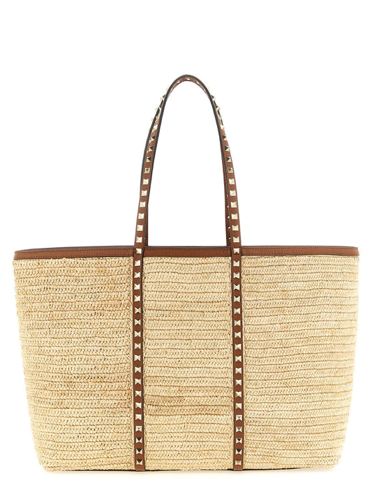 Valentino Garavani Beige Straw Tote Bag