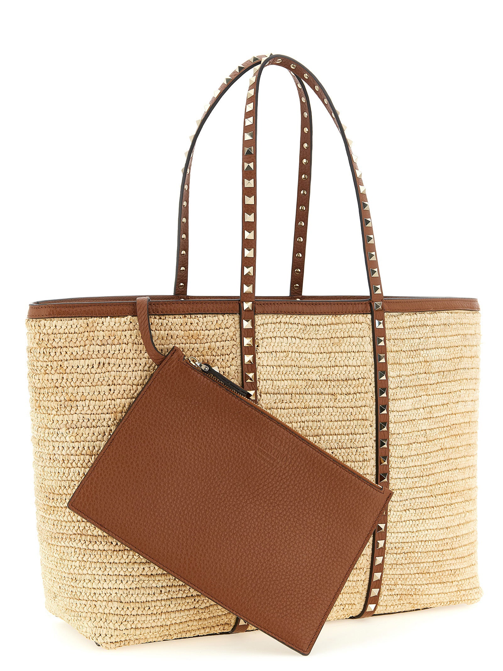 Valentino Garavani Beige Straw Tote Bag