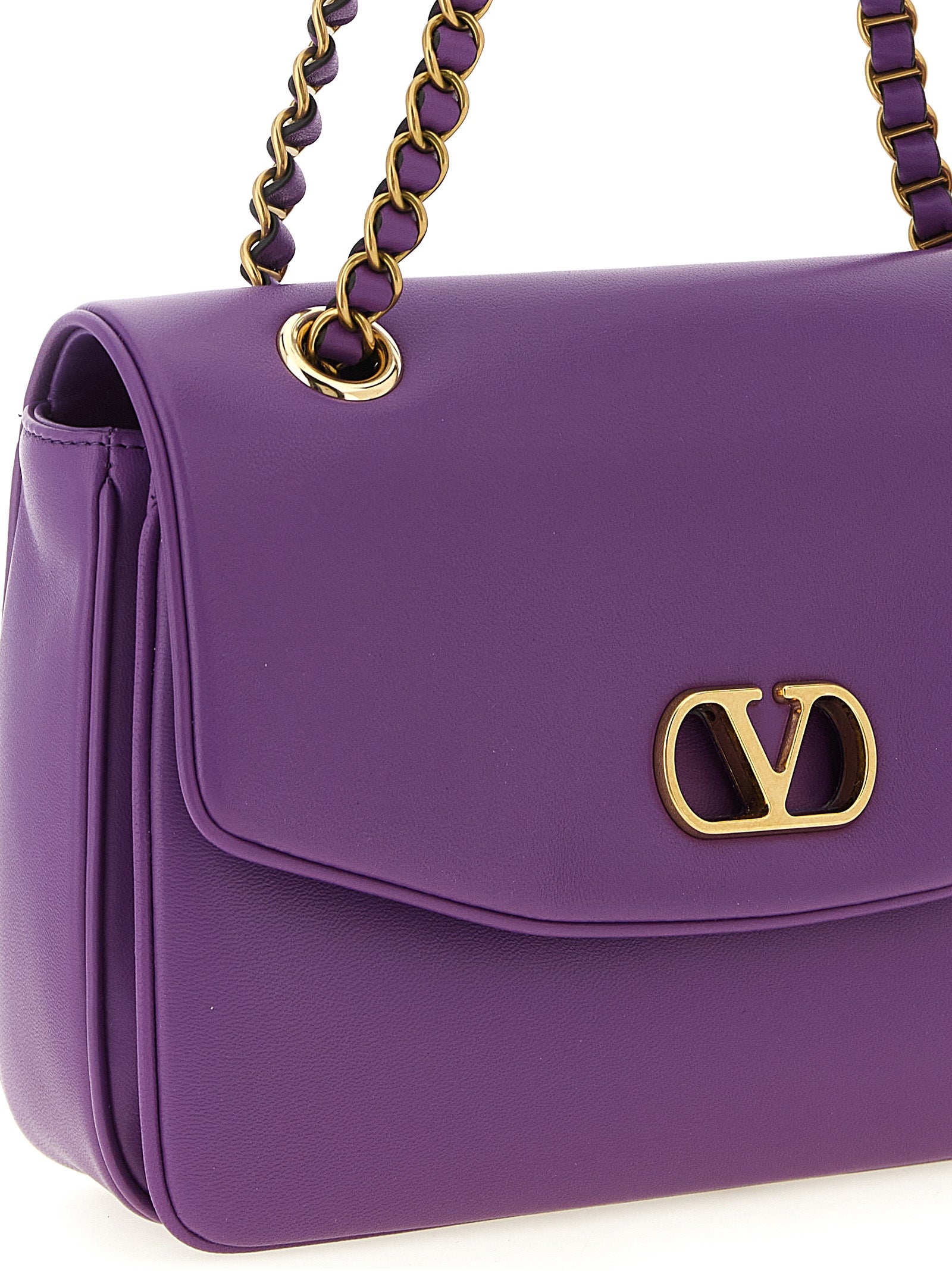 Valentino Garavani Purple Lamb Leather Shoulder Bag